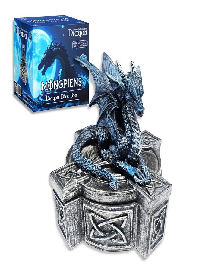 MONGPIENS Dragon Storage Box - Compact Holder for DND and RPG Accessories, Fantasy Dragon-Themed Case (Blue) - Image 1